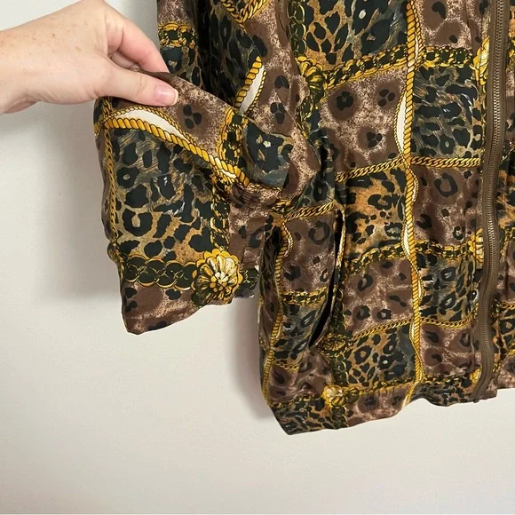 Stunt collections vintage leopard animal print silk bomber jacket small - Picture 6 of 8